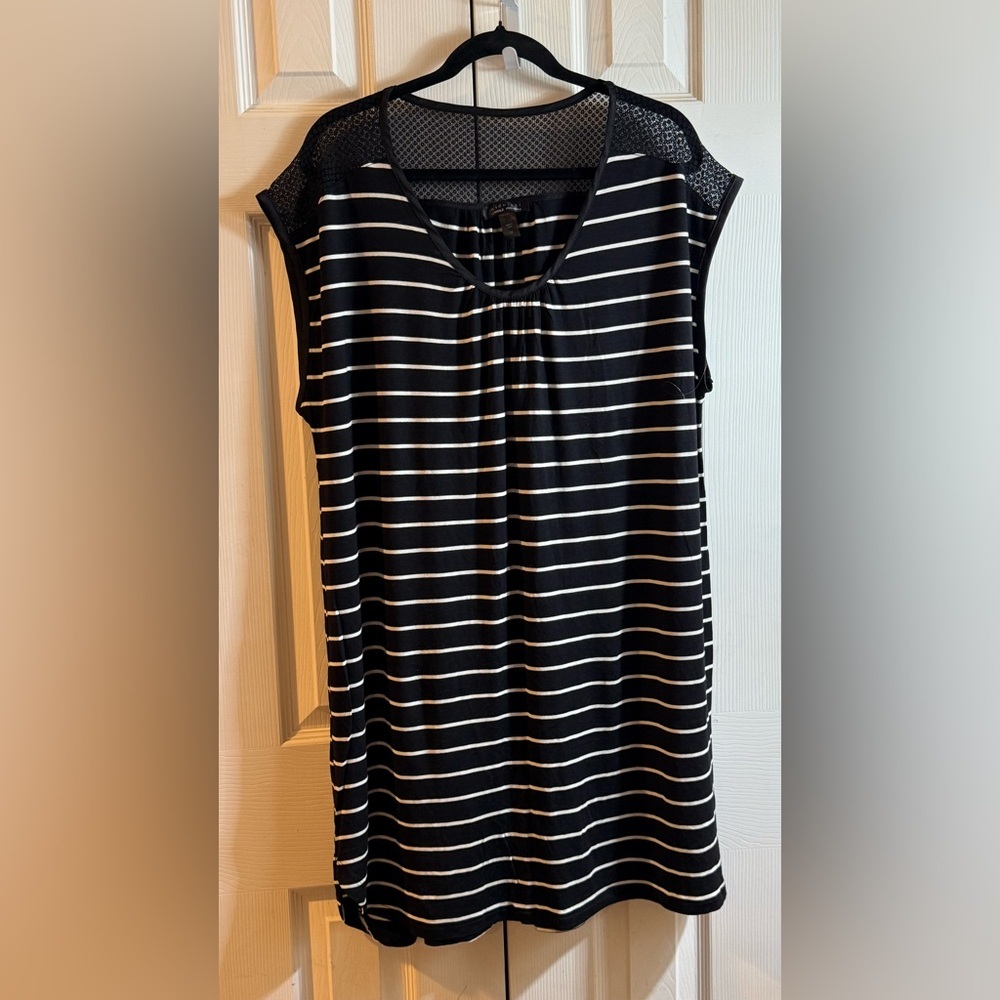 Midnight by Carole Hochman Black and White Striped Tank Top